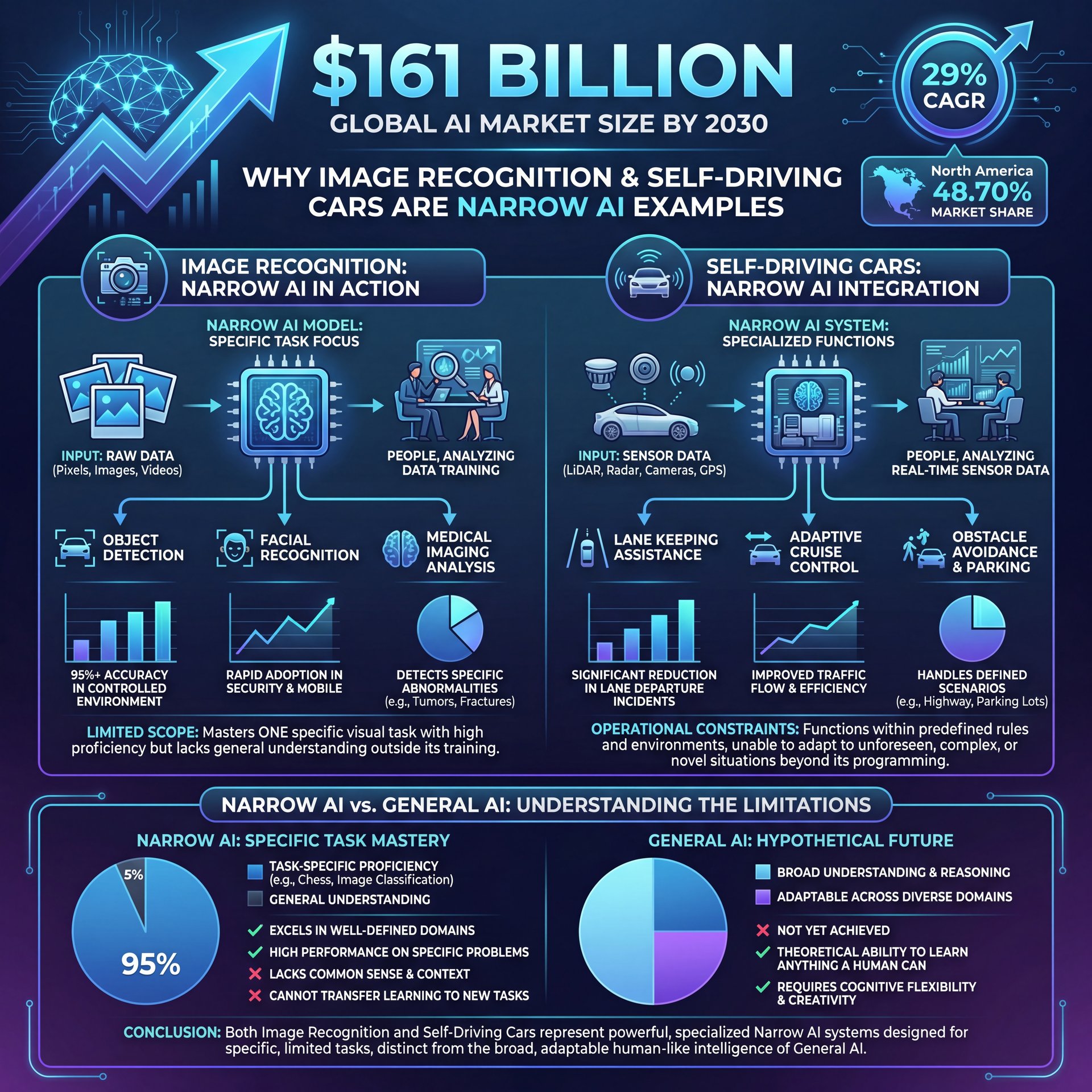 Illustration showing Why Image Recognition & Self-Driving Cars Are Narrow AI Examples