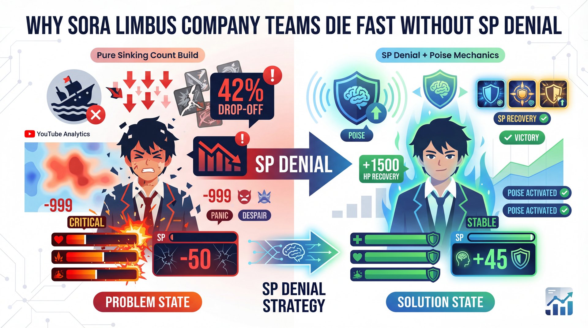 Illustration showing Why Sora Limbus Company Teams Die Fast Without SP Denial