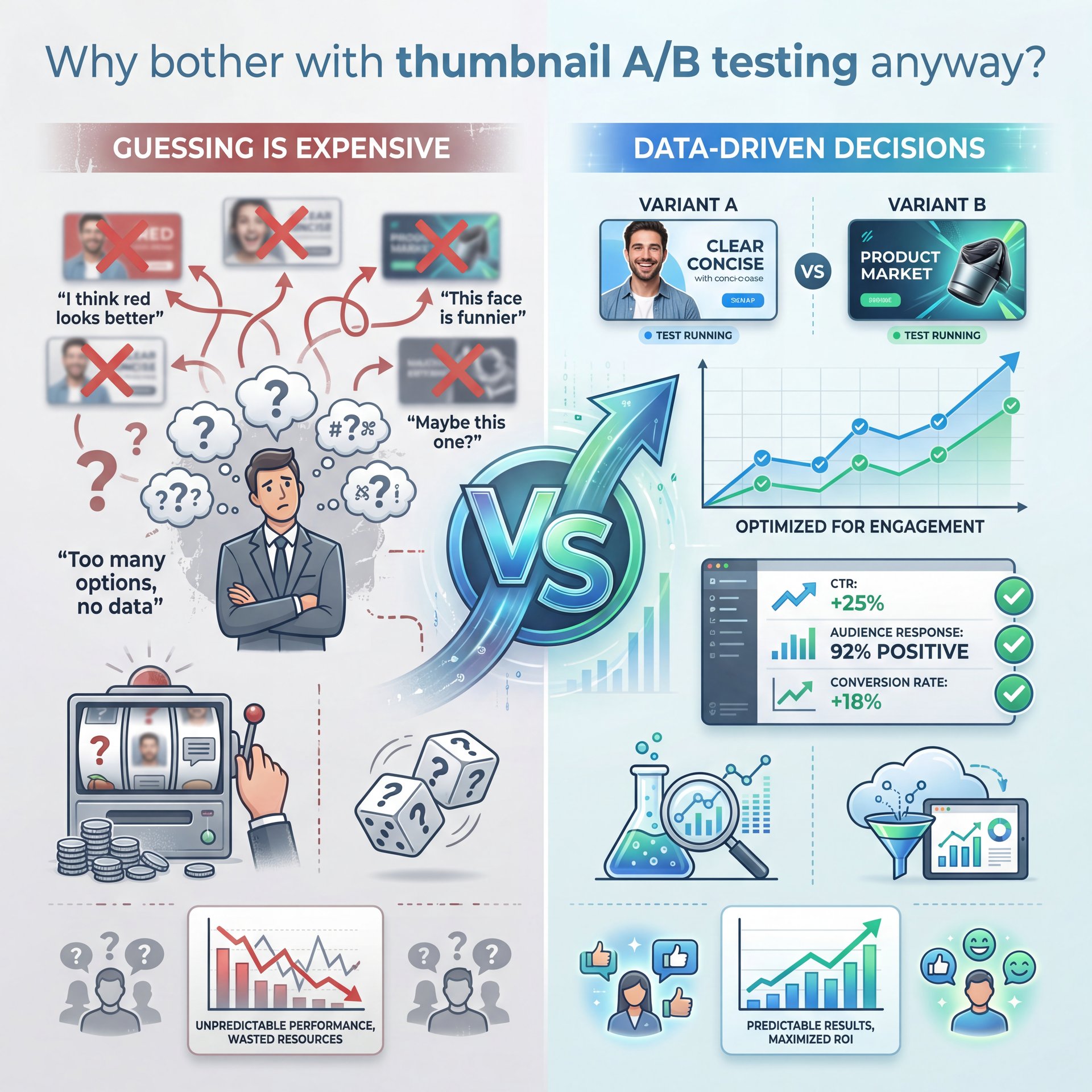 Illustration showing Why bother with thumbnail A/B testing anyway?