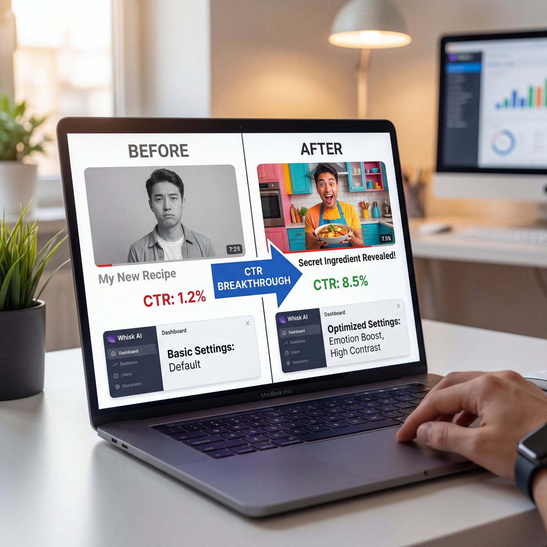 Illustration showing Best Whisk AI Settings for High CTR - and why it matters