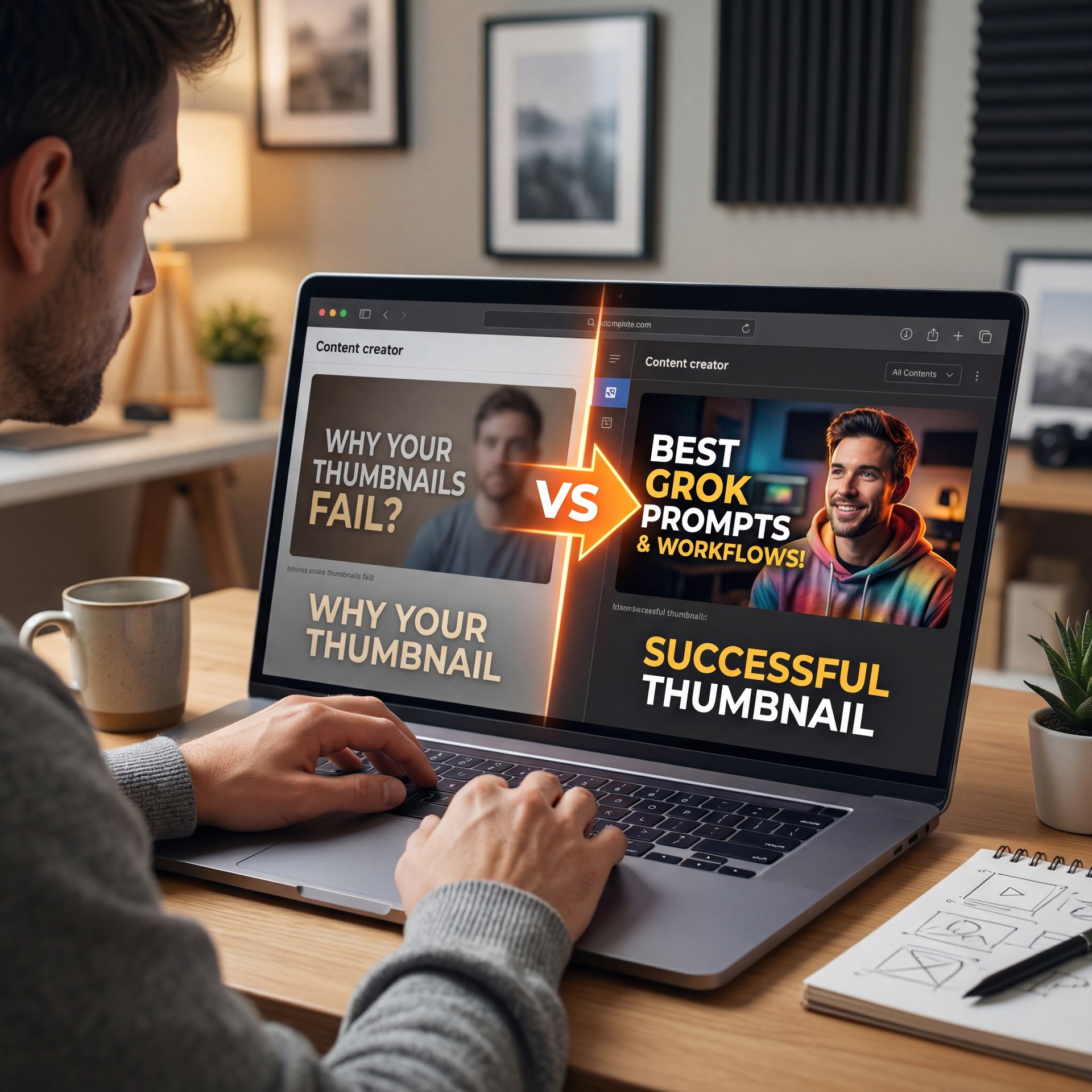 Illustration showing Best Why Your Thumbnails Fail? Grok Prompts and Workflows