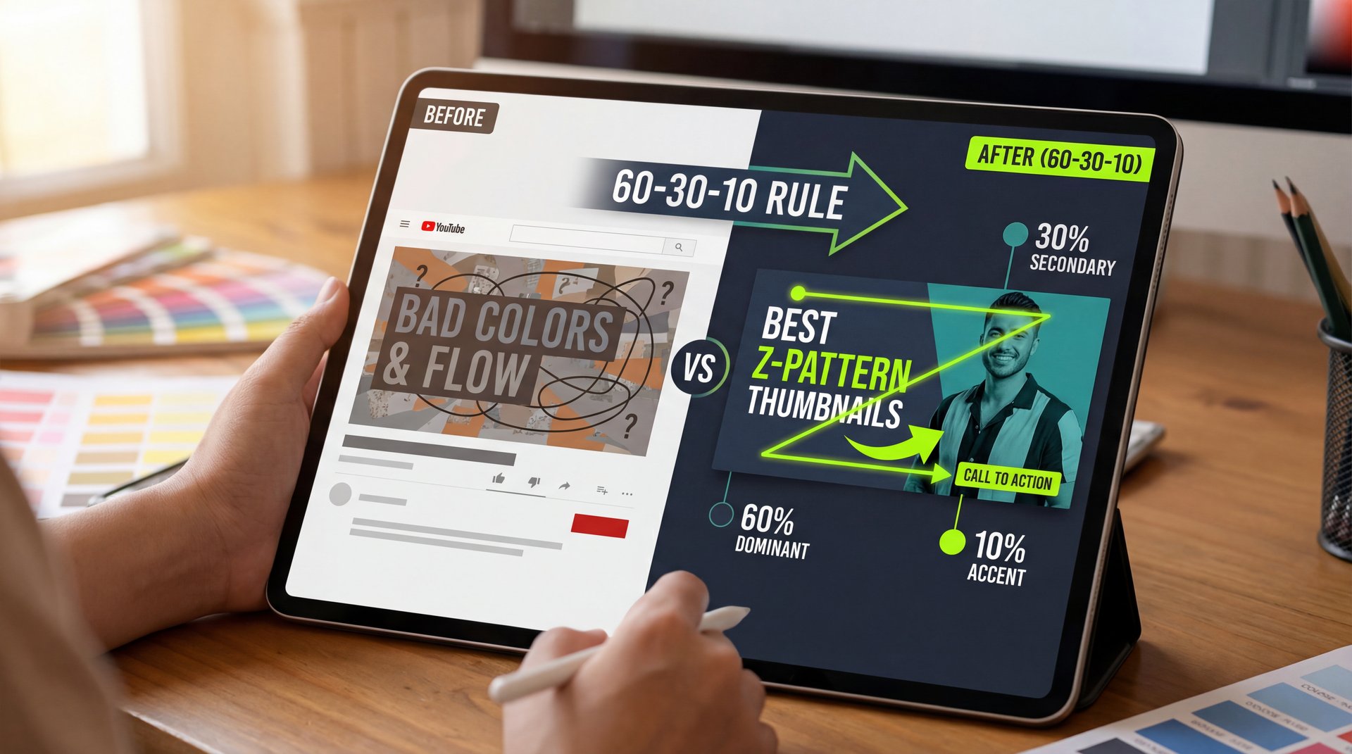 Illustration showing Best Z Pattern Thumbnails Colors and AI Checks