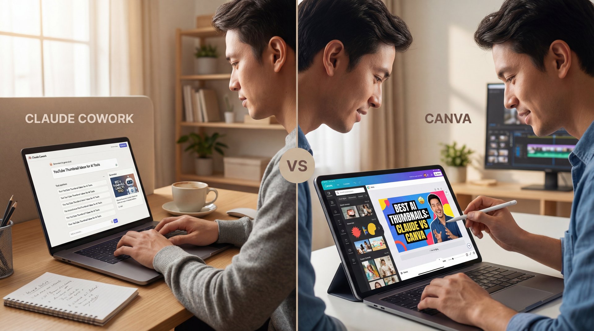 Claude Cowork vs Canva: Best AI Thumbnails - thumbnail optimization, click-through rate, AI design tools guide