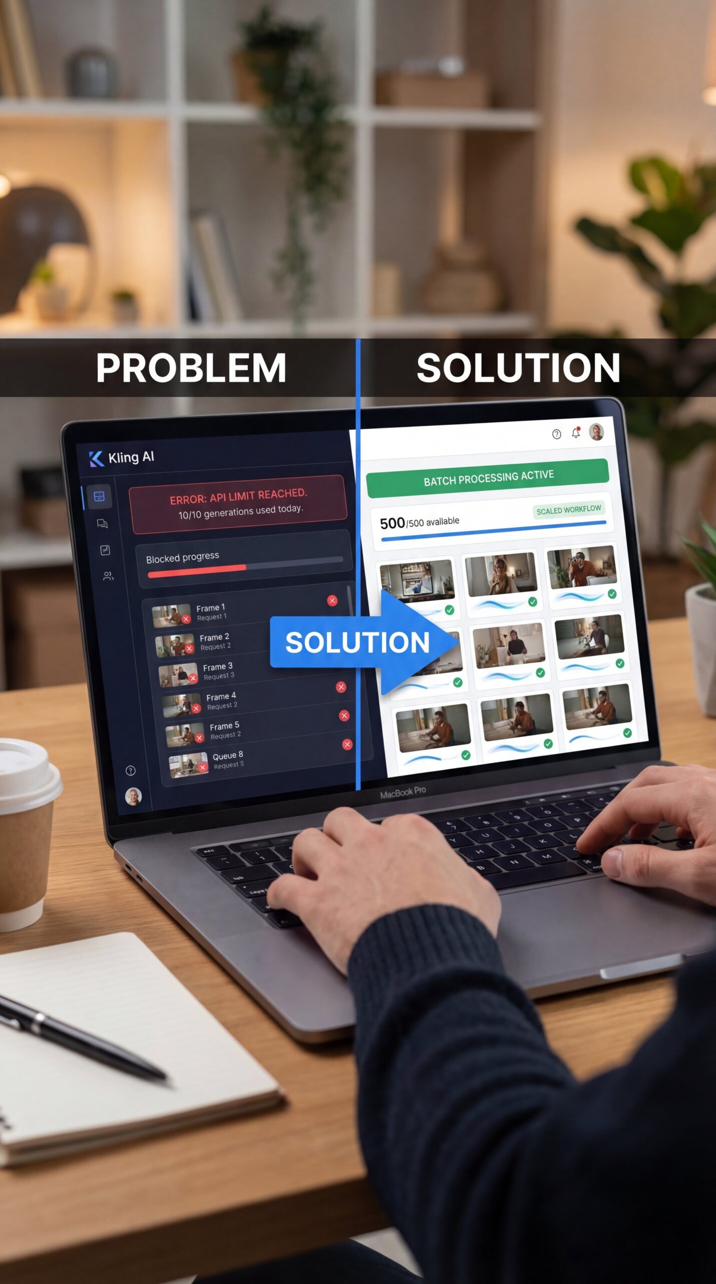 Illustration showing How API Limits Break Your Kling AI Video Generator Workflow (bear with me here)