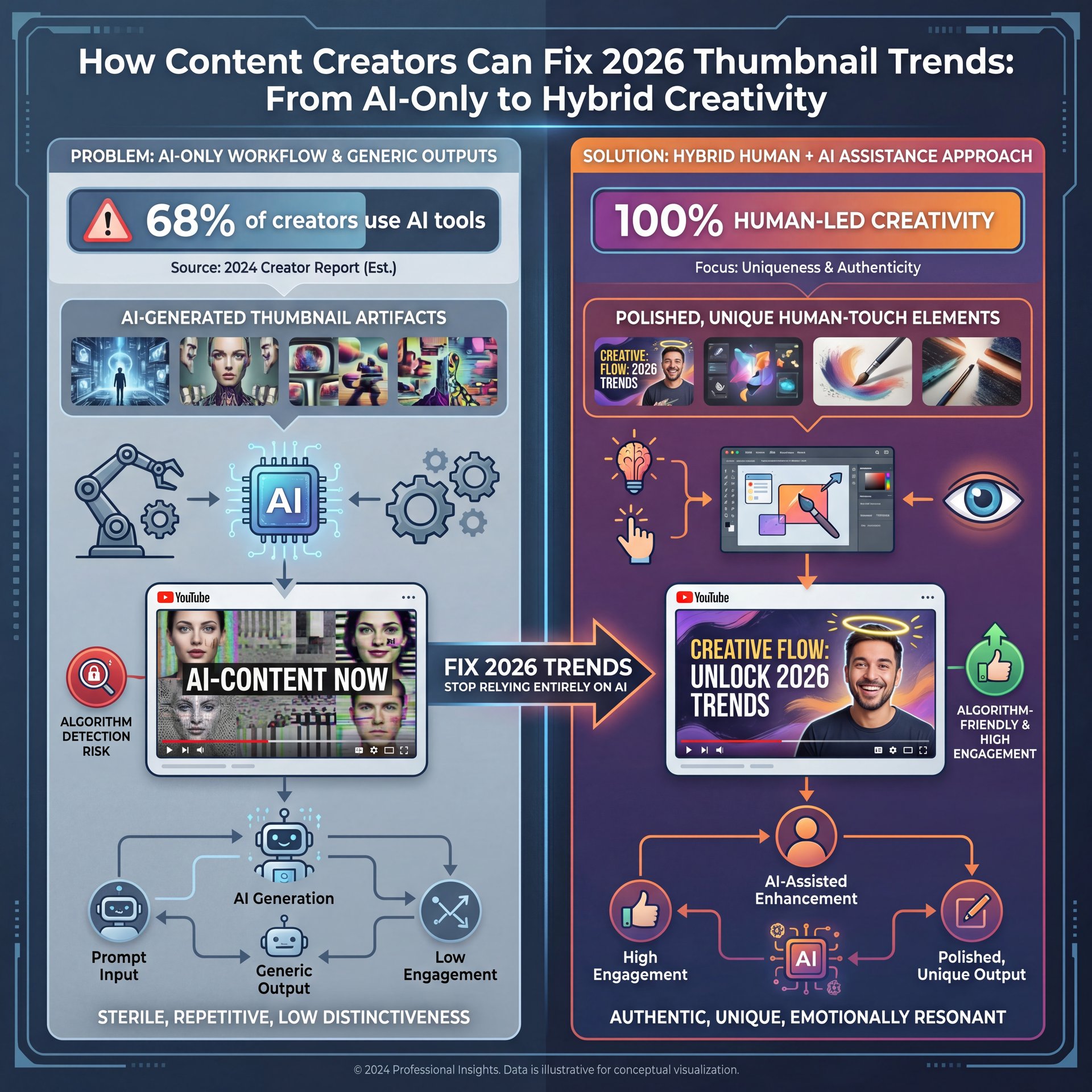 Illustration showing How Content Creators Can Fix 2026 Thumbnail Trends