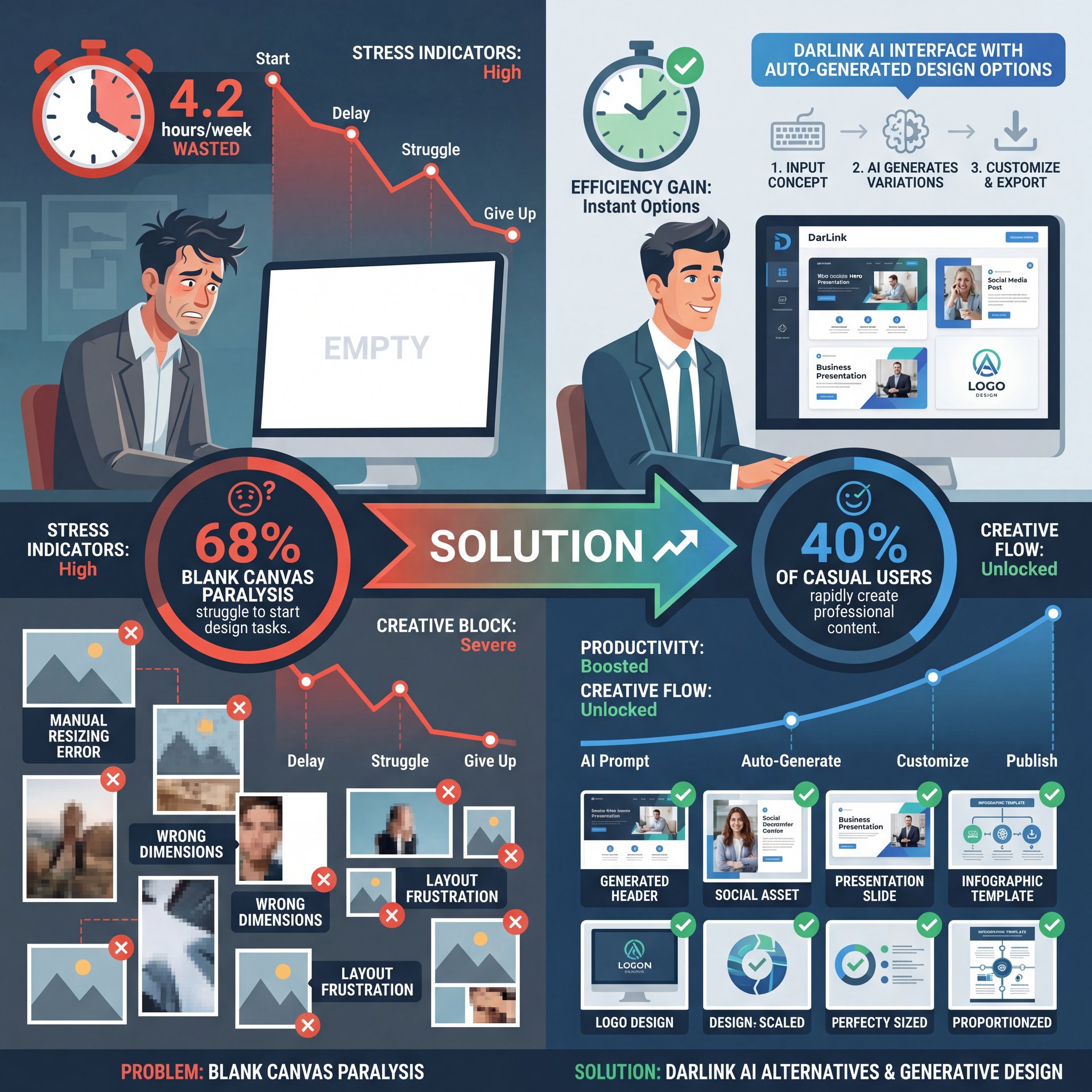 Illustration showing How Darlink AI Alternatives Fix Blank Canvas Paralysis