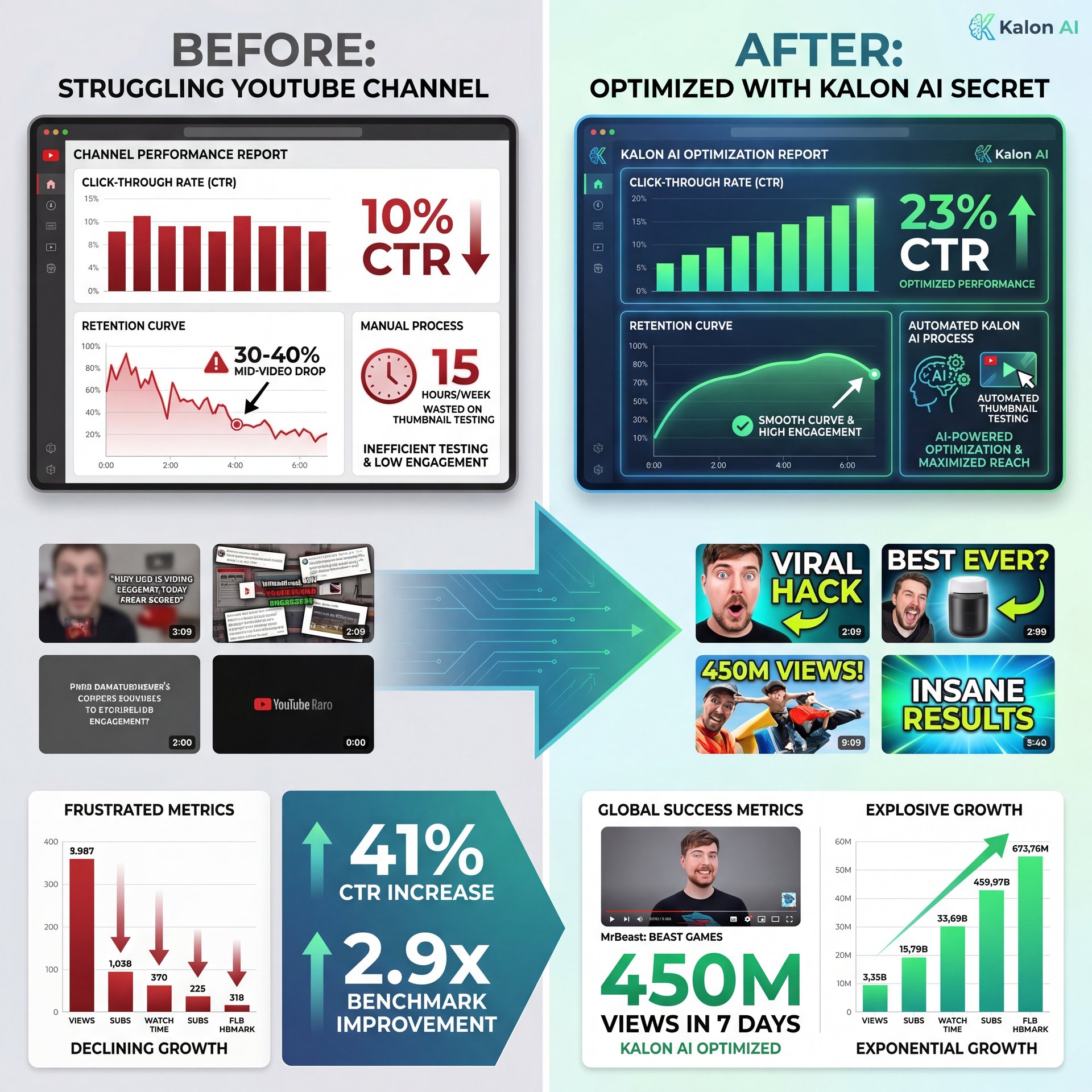 Illustration showing How The Viral Kalon AI Secret Fixes Dead Channels