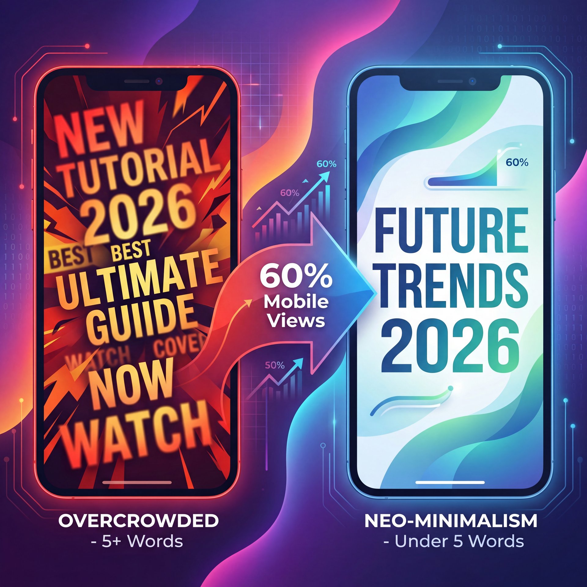 Illustration showing How YouTube Thumbnail Trends 2026 Change Mobile Text Rules