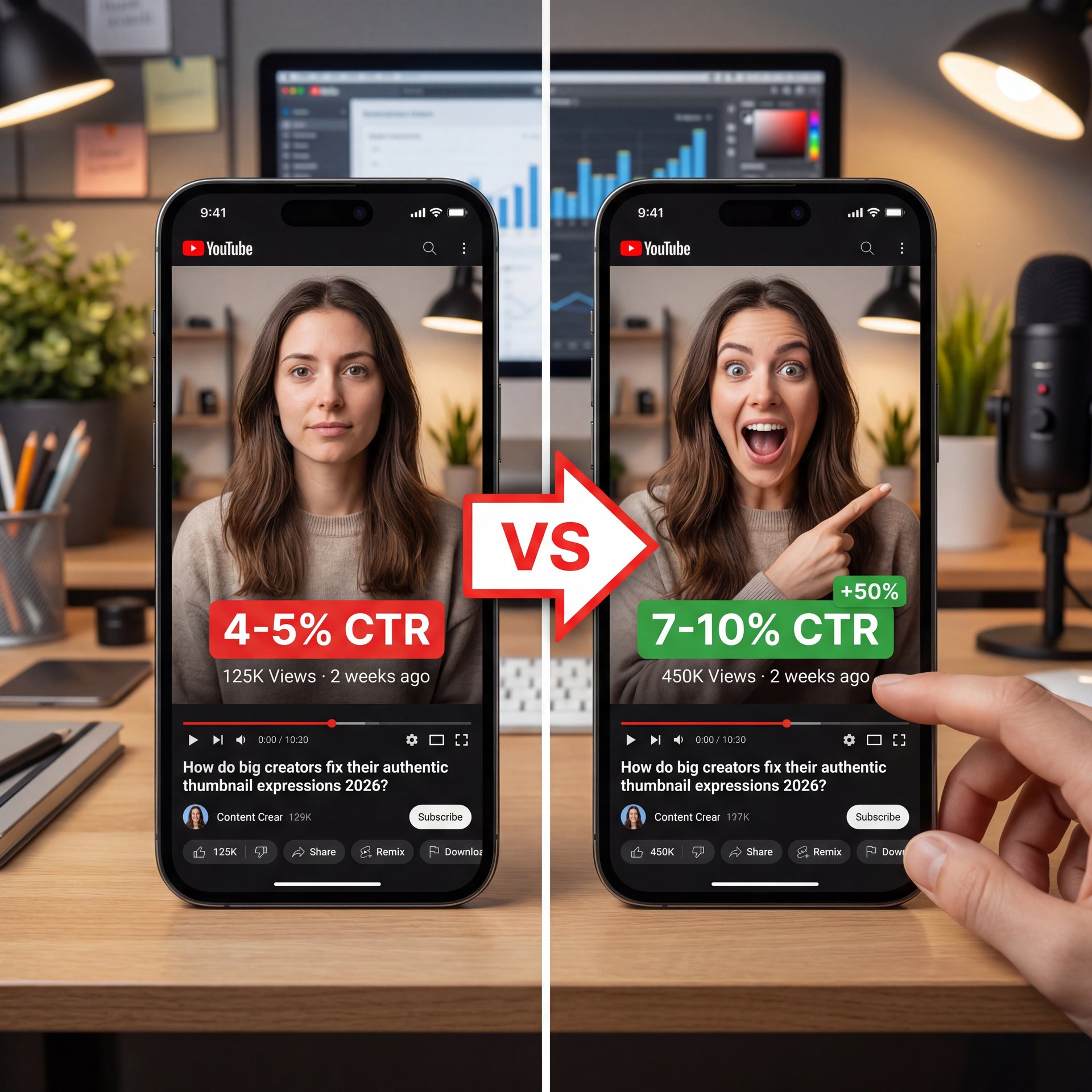 Illustration showing How do big creators fix their authentic thumbnail expressions 2026?