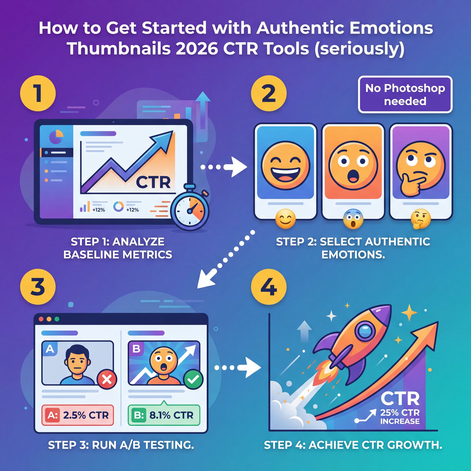 Illustration showing How to Get Started with Authentic Emotions Thumbnails 2026 CTR Tools (seriously)