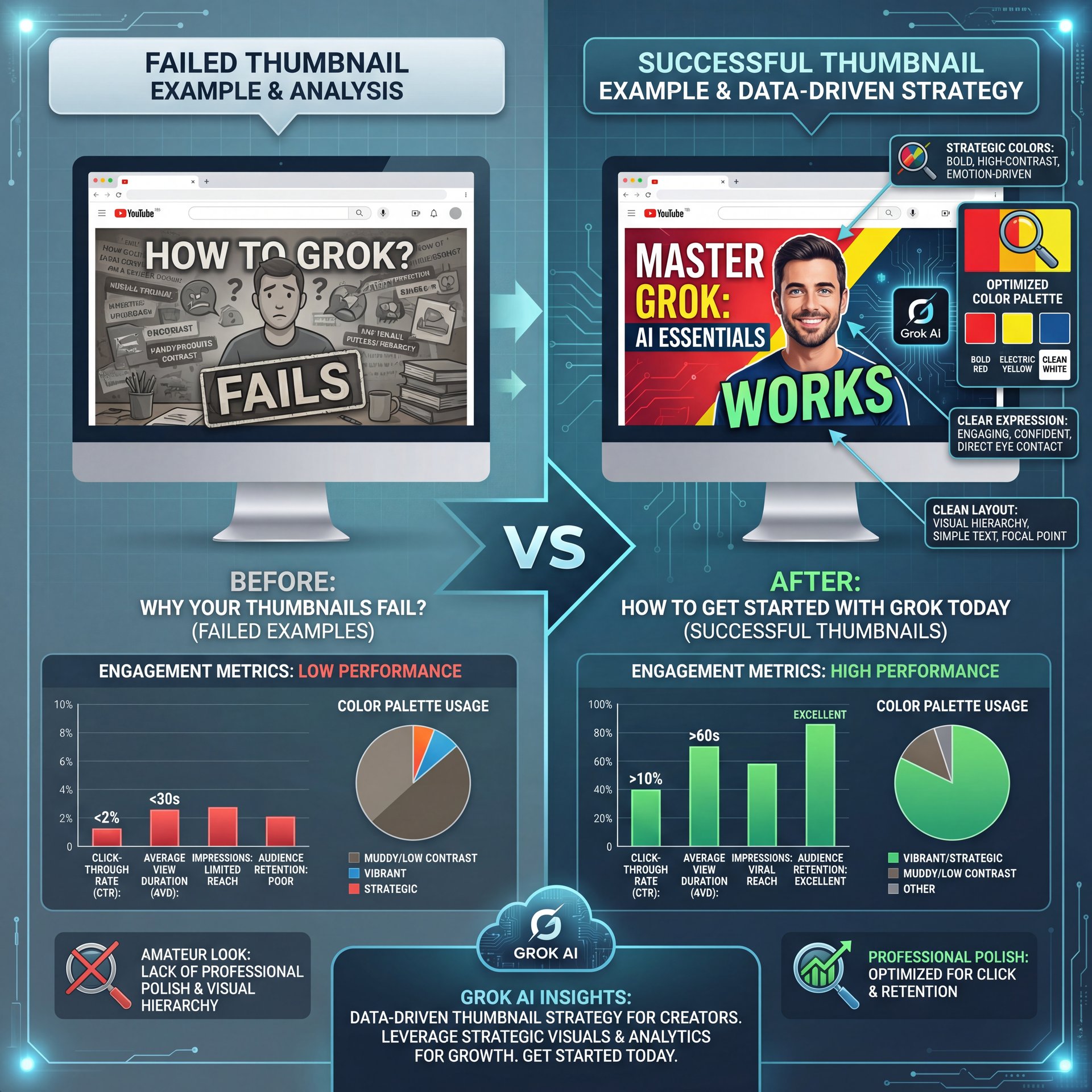 Illustration showing How to Get Started with Why Your Thumbnails Fail? Grok Today