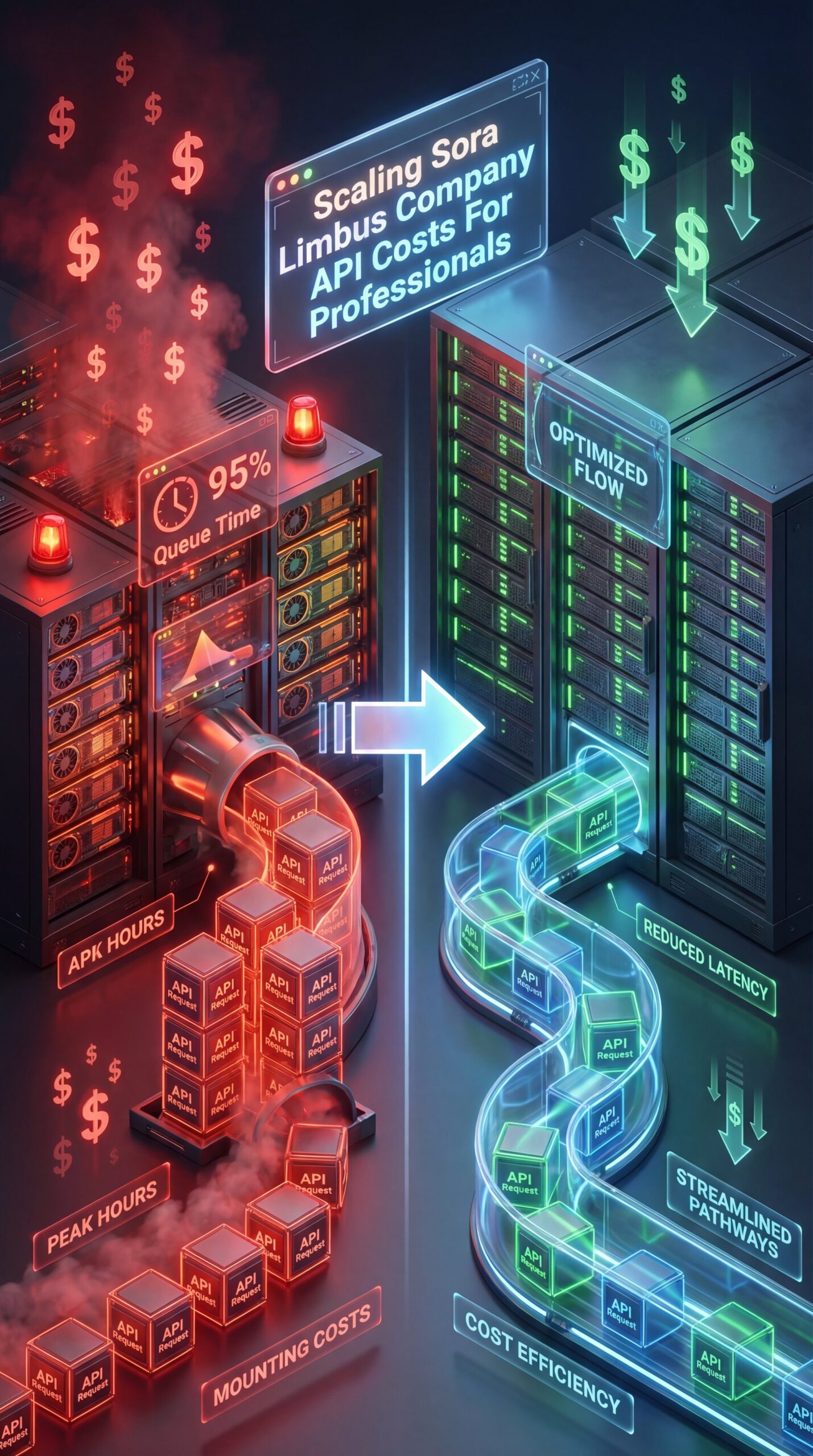 Illustration showing Scaling Sora Limbus Company API Costs For Professionals