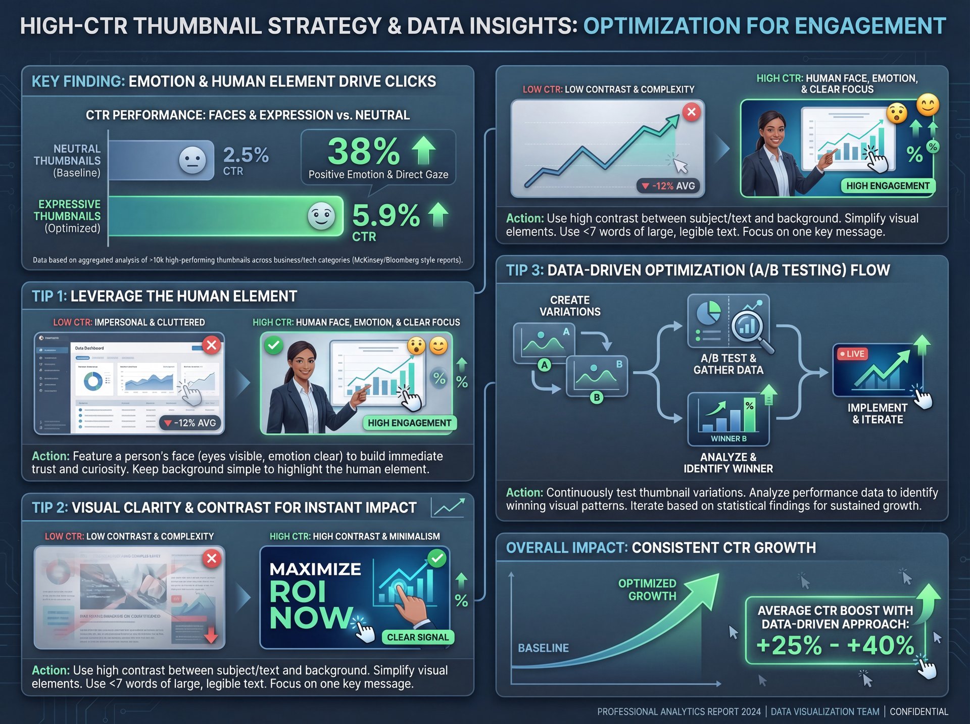 Illustration showing Tips for High CTR Thumbnails