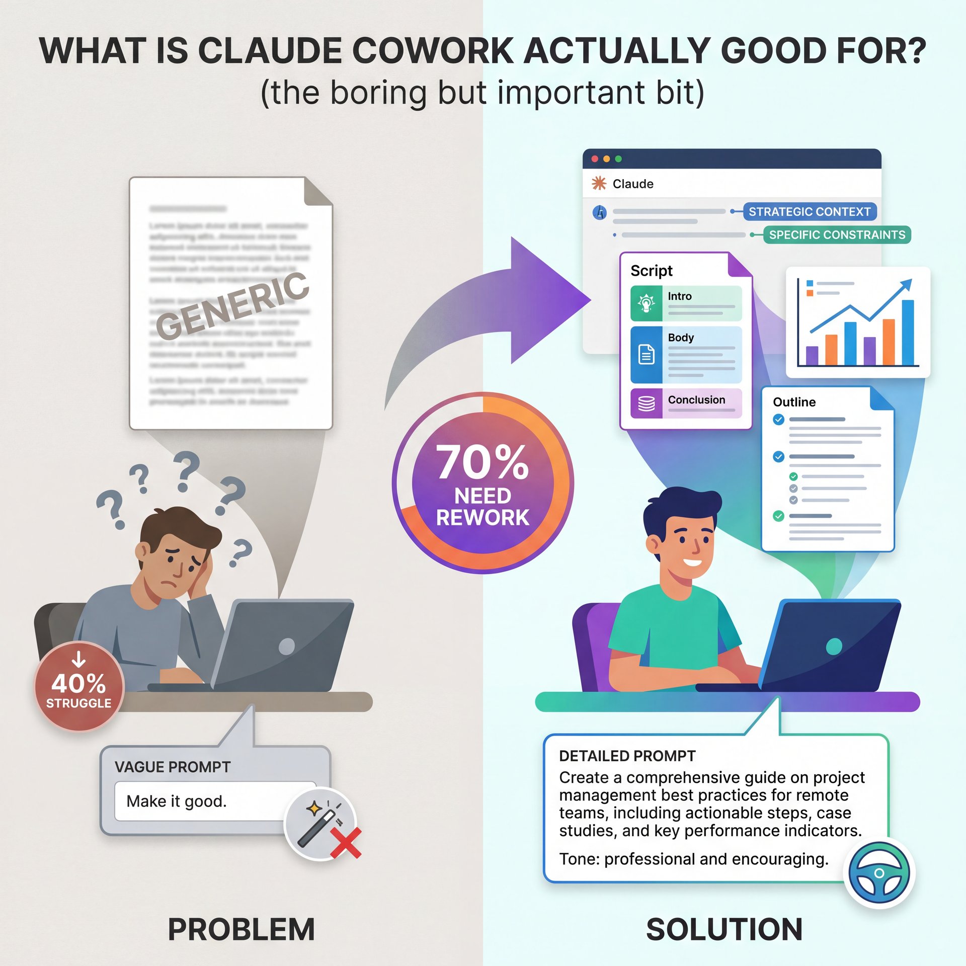 Illustration showing What Is Claude Cowork Actually Good For? (the boring but important bit)