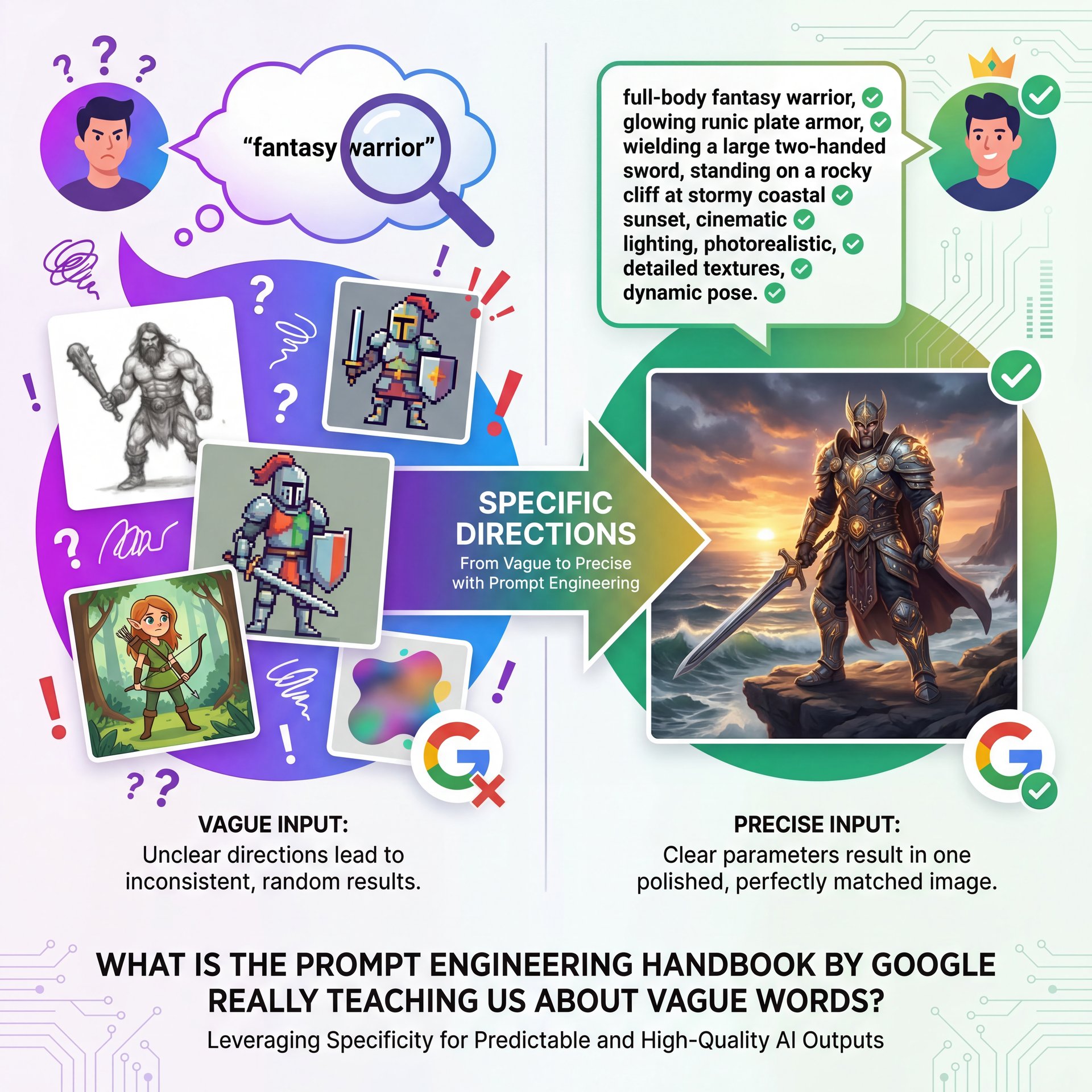 Illustration showing What Is The Prompt Engineering Handbook By Google Really Teaching Us About Vague Words?