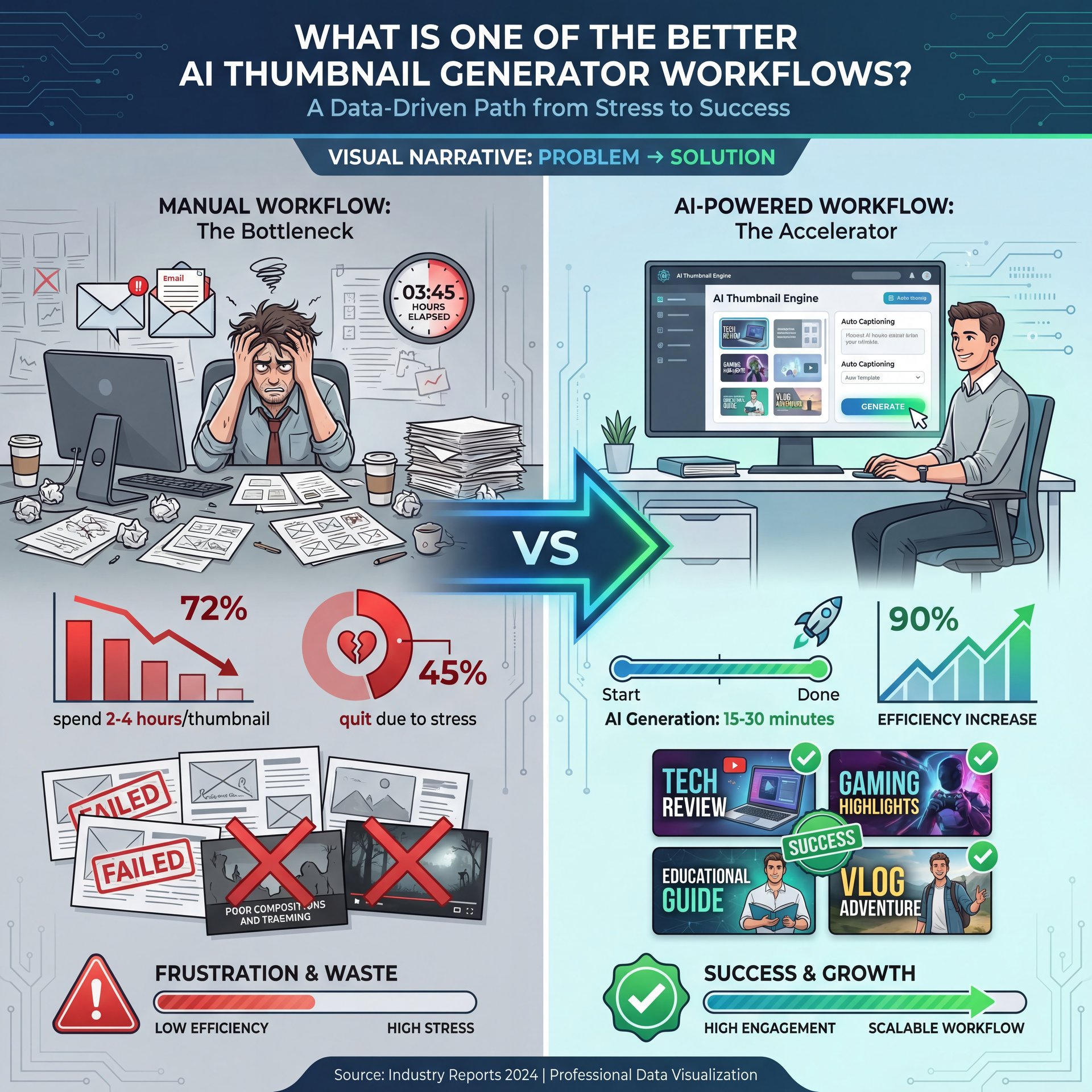 Illustration showing What is one of the better AI Thumbnail Generator Workflow?