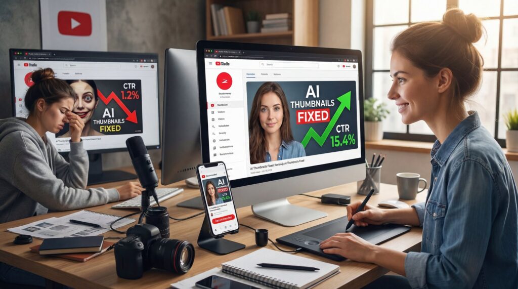 Why AI YouTube Thumbnails Fail (+ How to Fix) - click-through rate, thumbnail optimization, uncanny valley effect guide