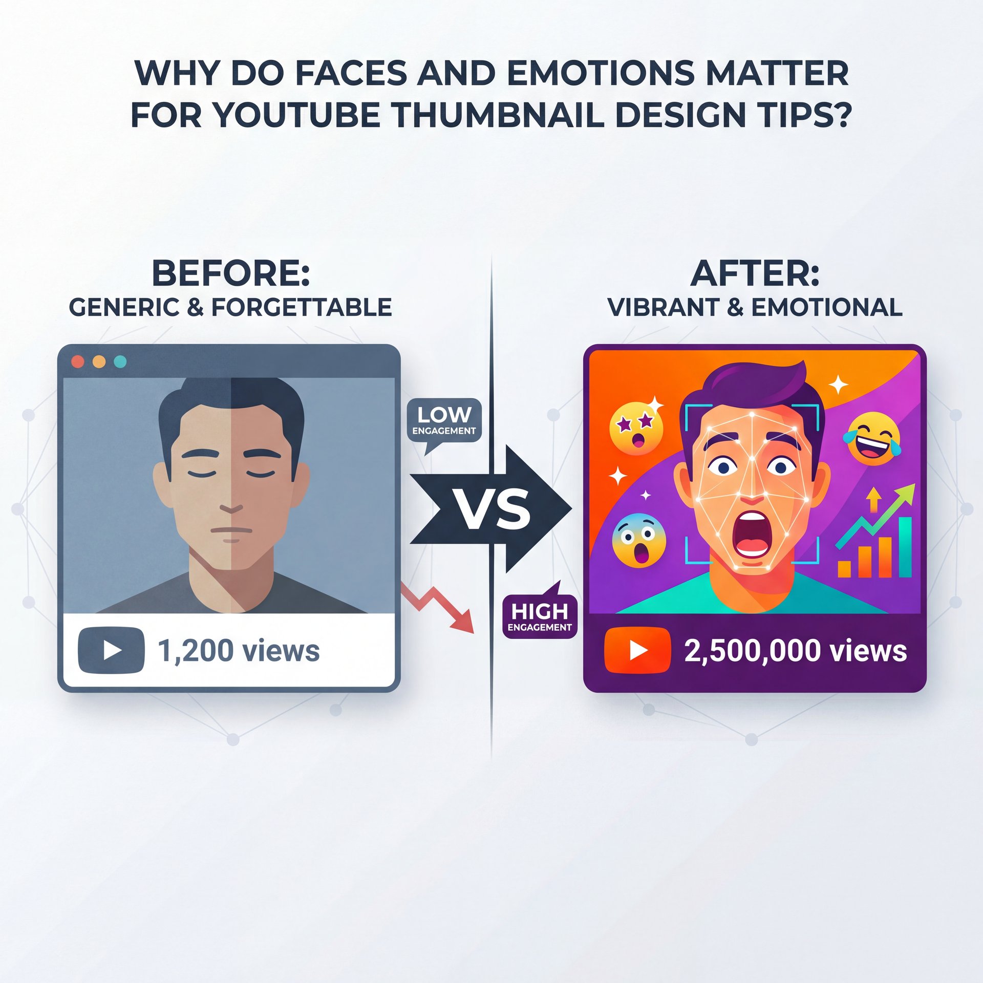 Illustration showing Why Do Faces and Emotions Matter for YouTube Thumbnail Design Tips?