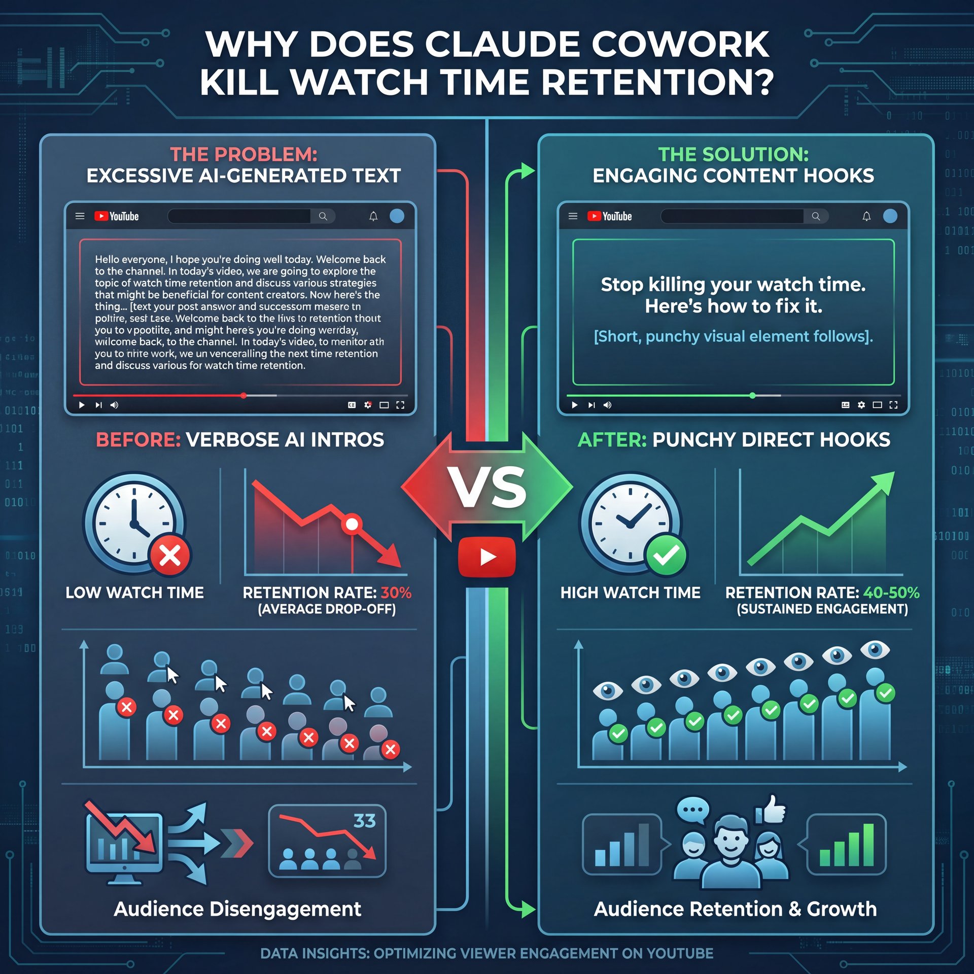 Illustration showing Why Does Claude Cowork Kill Watch Time Retention?