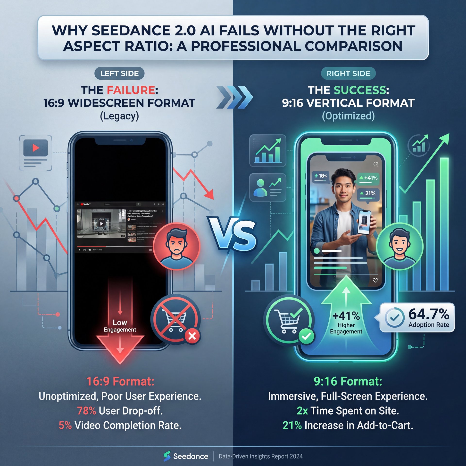 Illustration showing Why Seedance 2.0 AI Fails Without The Right Aspect Ratio