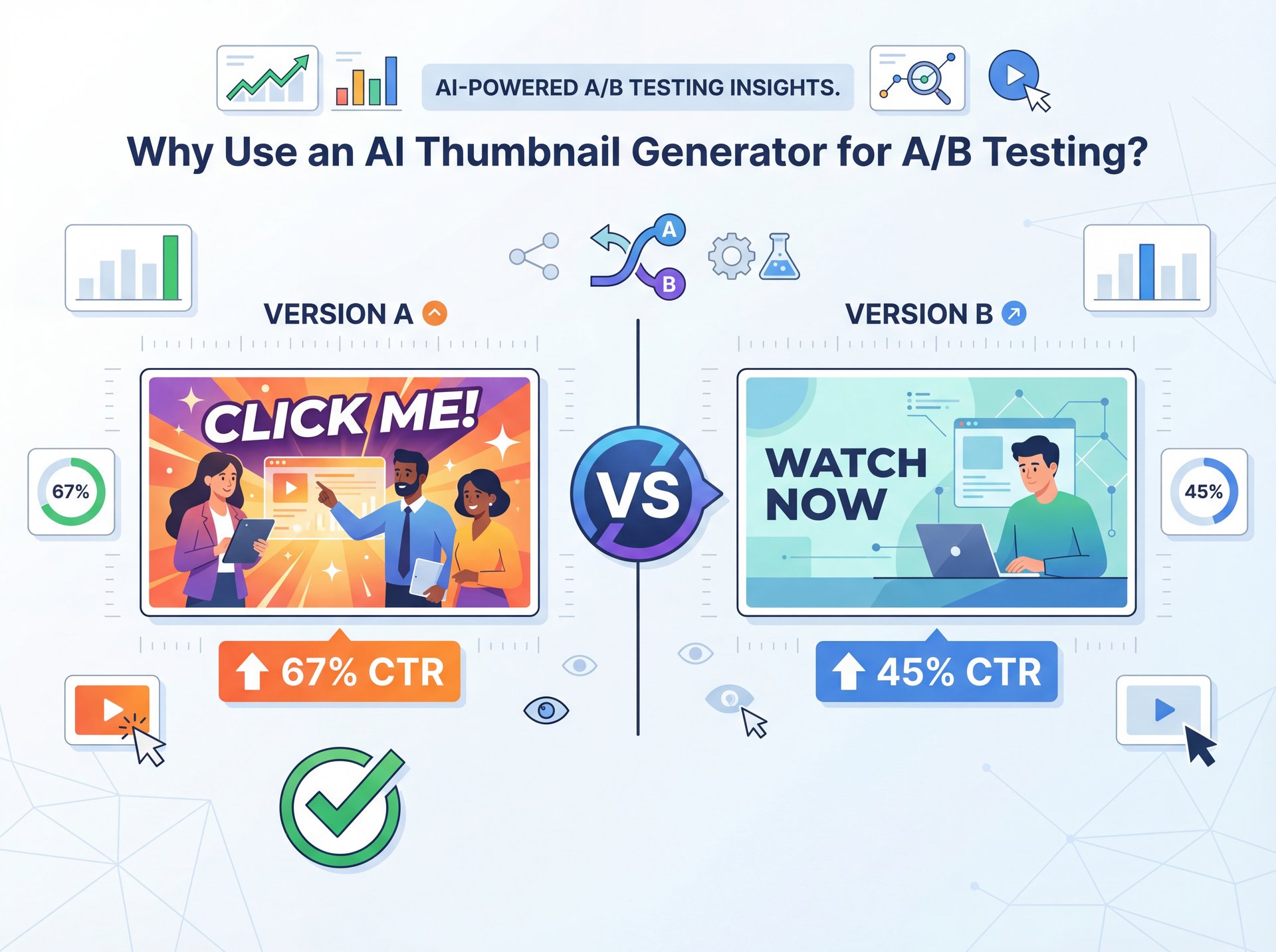Illustration showing Why Use an AI Thumbnail Generator for A/B Testing?