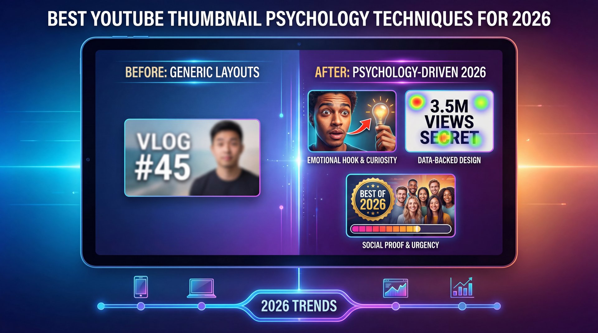 Illustration showing Best YouTube Thumbnail Psychology Techniques for 2026