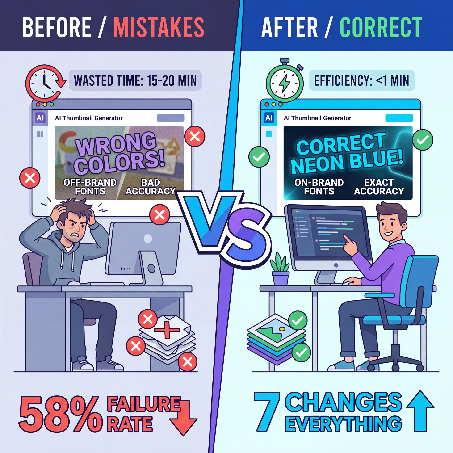 Illustration showing Common Mistakes With AI Thumbnail Generators (I know, I know)