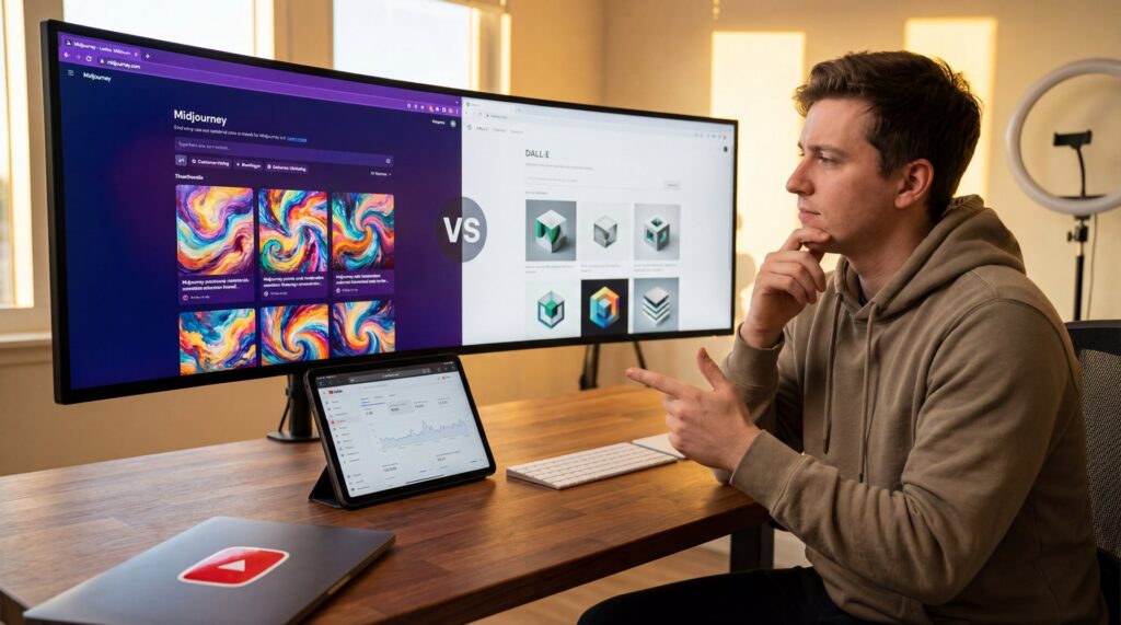Midjourney vs DALL-E Thumbnails: Secret Hack - thumbnail click-through rate, AI image generation workflow, prompt engineering tips guide