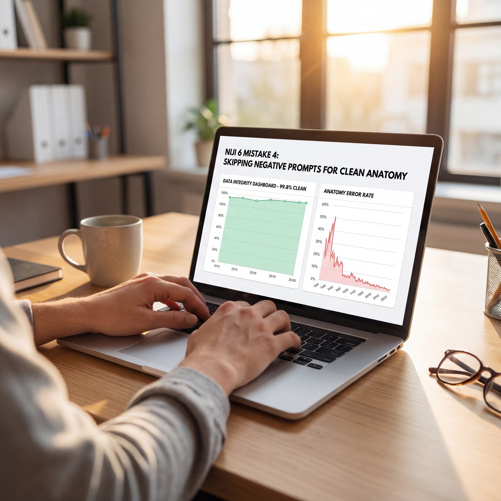 Illustration showing Niji 6 Mistake 4: Skipping Negative Prompts for Clean Anatomy