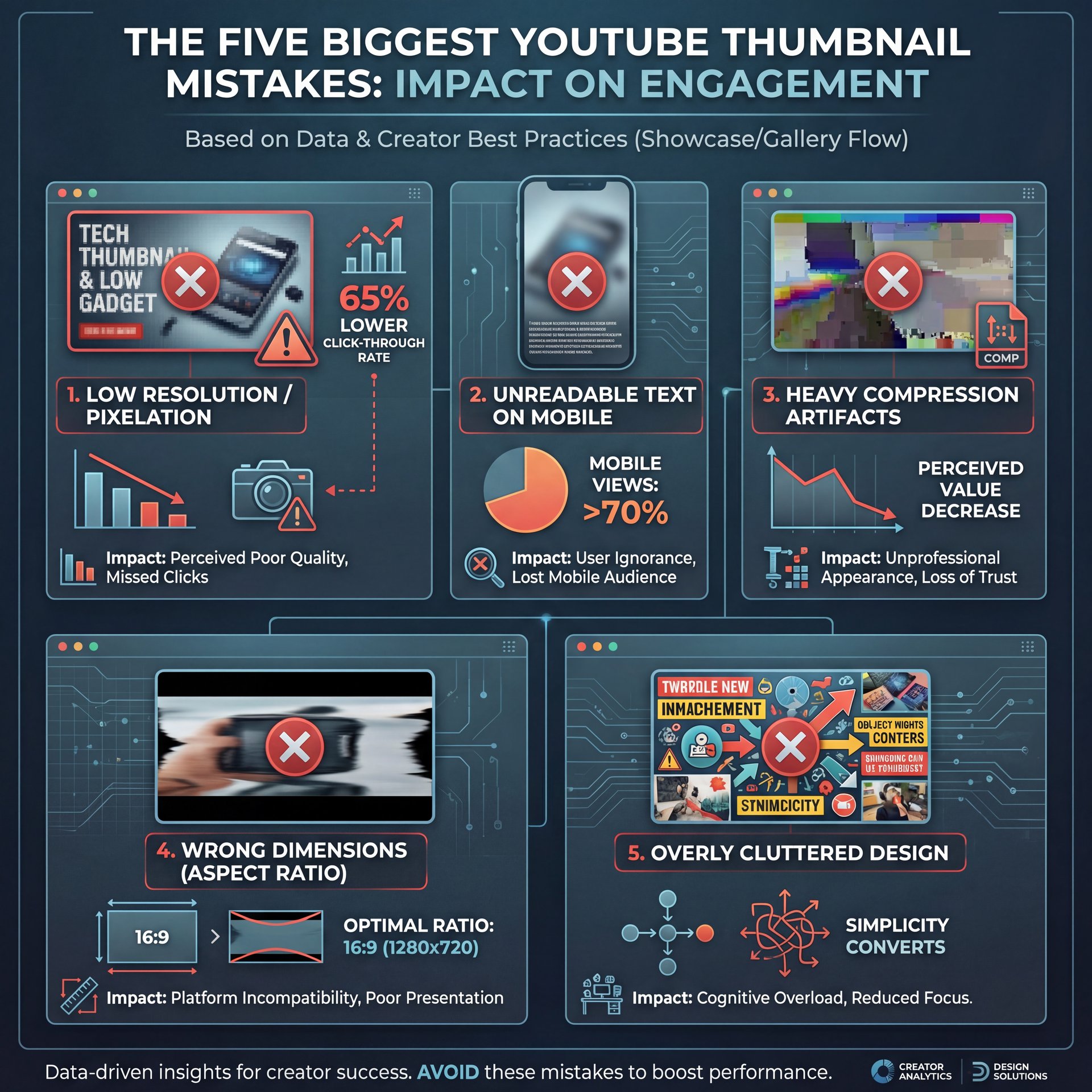 Illustration showing The Five Biggest YouTube Thumbnail Mistakes