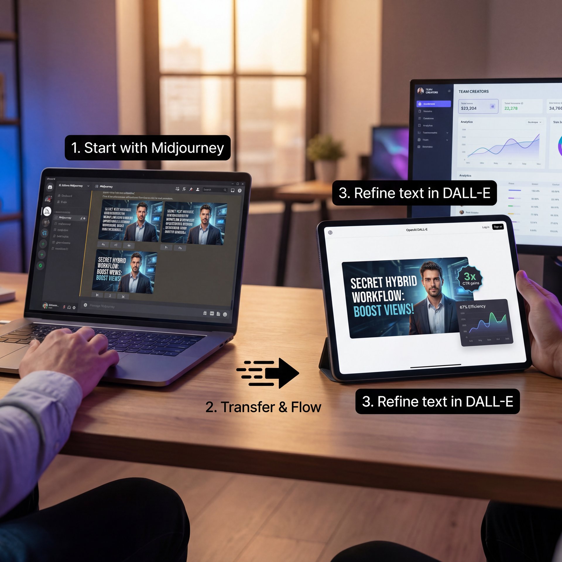Illustration showing The Secret Midjourney vs DALL-E Thumbnails Hybrid Workflow (the boring but important bit)