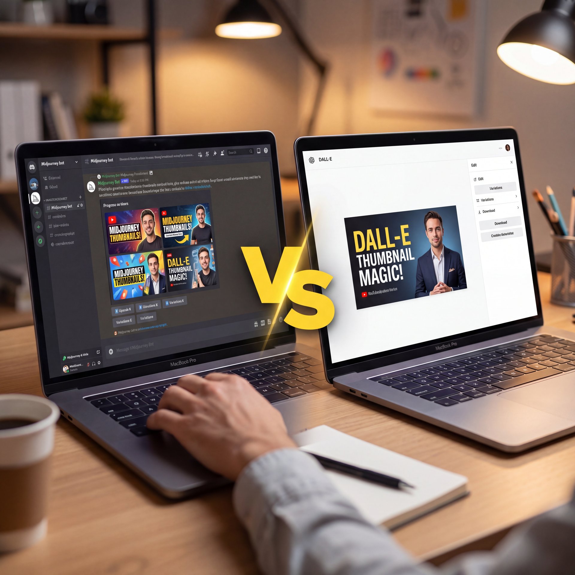 Illustration showing What Is Midjourney vs DALL-E Thumbnails Creation Like?