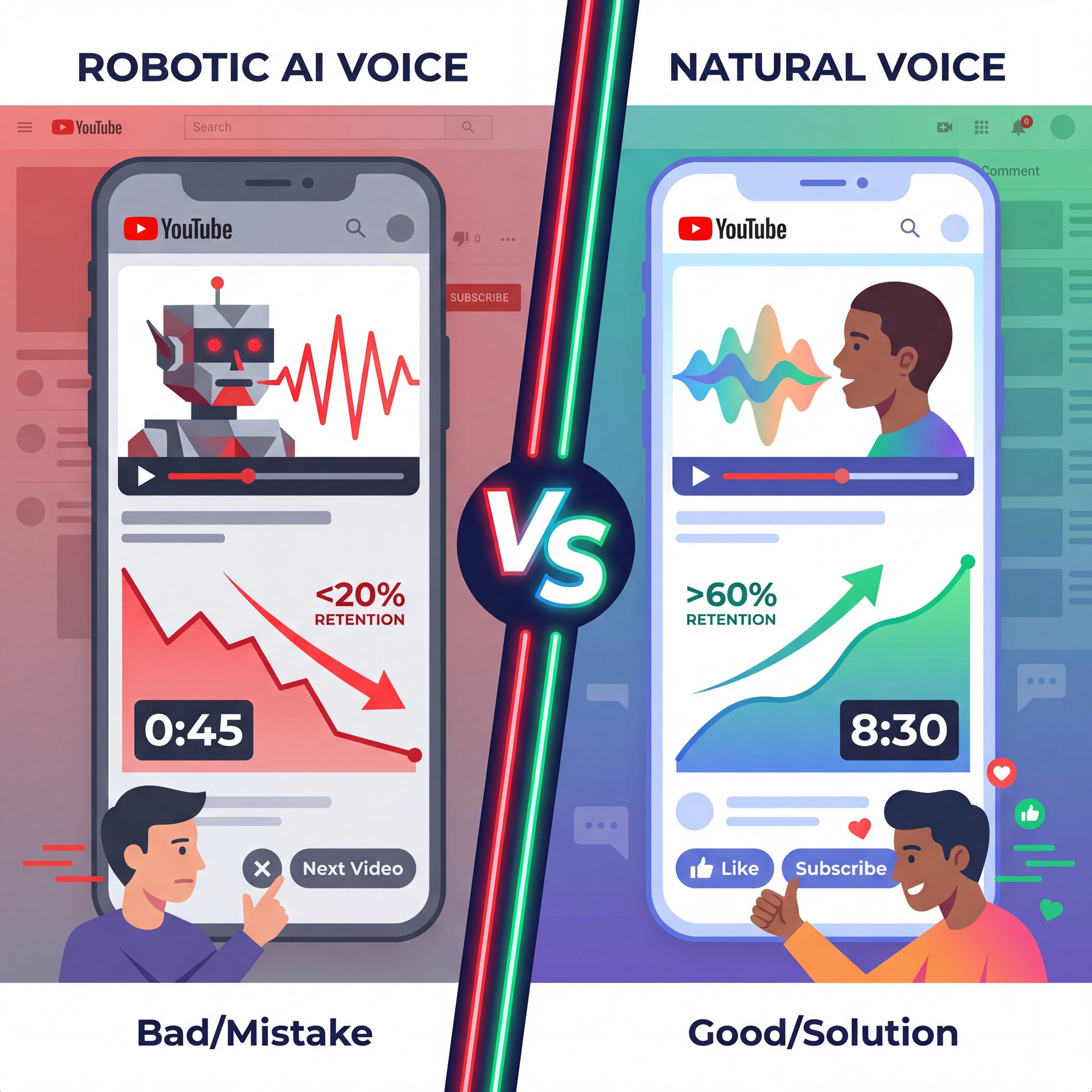 Illustration showing YouTube Algorithm 2026 Mistakes That Kill Your Channel