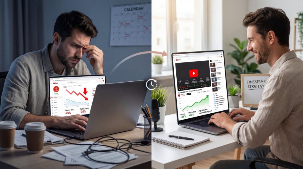 YouTube SEO 2026: Fix Fails with Timestamps - average view duration, YouTube algorithm updates, video chapter markers guide